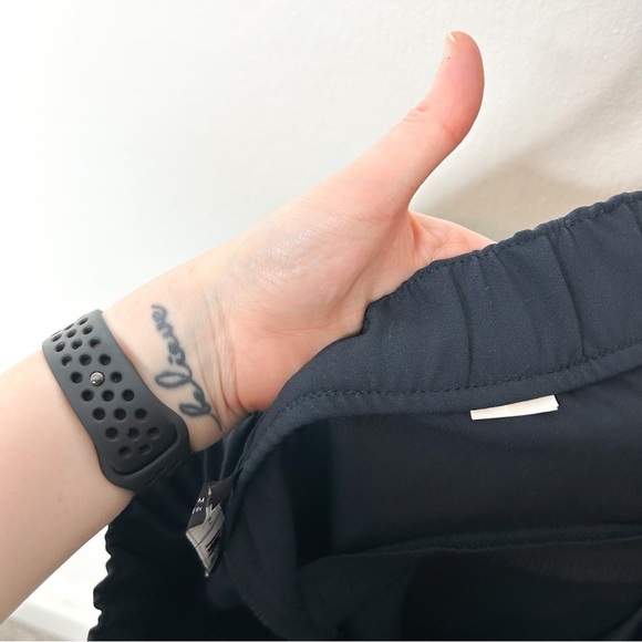 ZARA Womens High Waist Pull On Belted Crop Trouser Pants Navy Blue Medium M - Picture 9 of 10